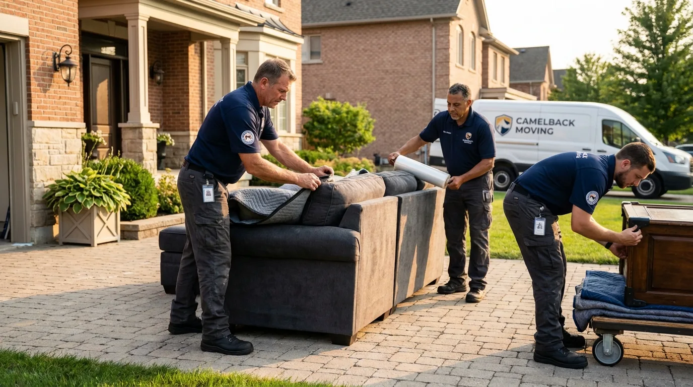 Large estate moving crew wrapping furniture in Basin, WY